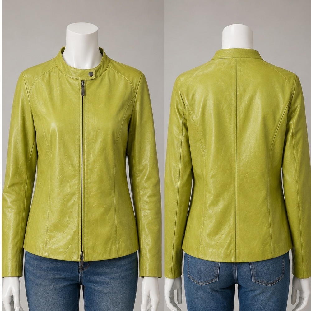 Chivo's vintage Y2K 90s lime green leather biker motorcycle jacket Size 3